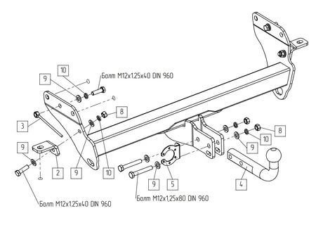 Фаркоп Baltex для Jeep Grand Cherokee 2010-2022 Арт. 049115 049115 в Томск